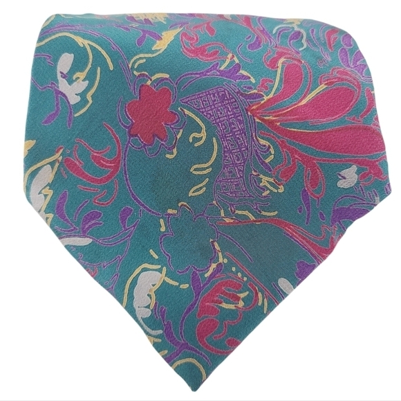 Milano | Men's Vintage Multicolored Floral Printed Silk Tie (One Size) - Picture 1 of 12